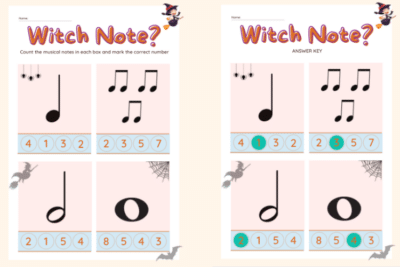 Witch Note? Halloween Music Worksheets