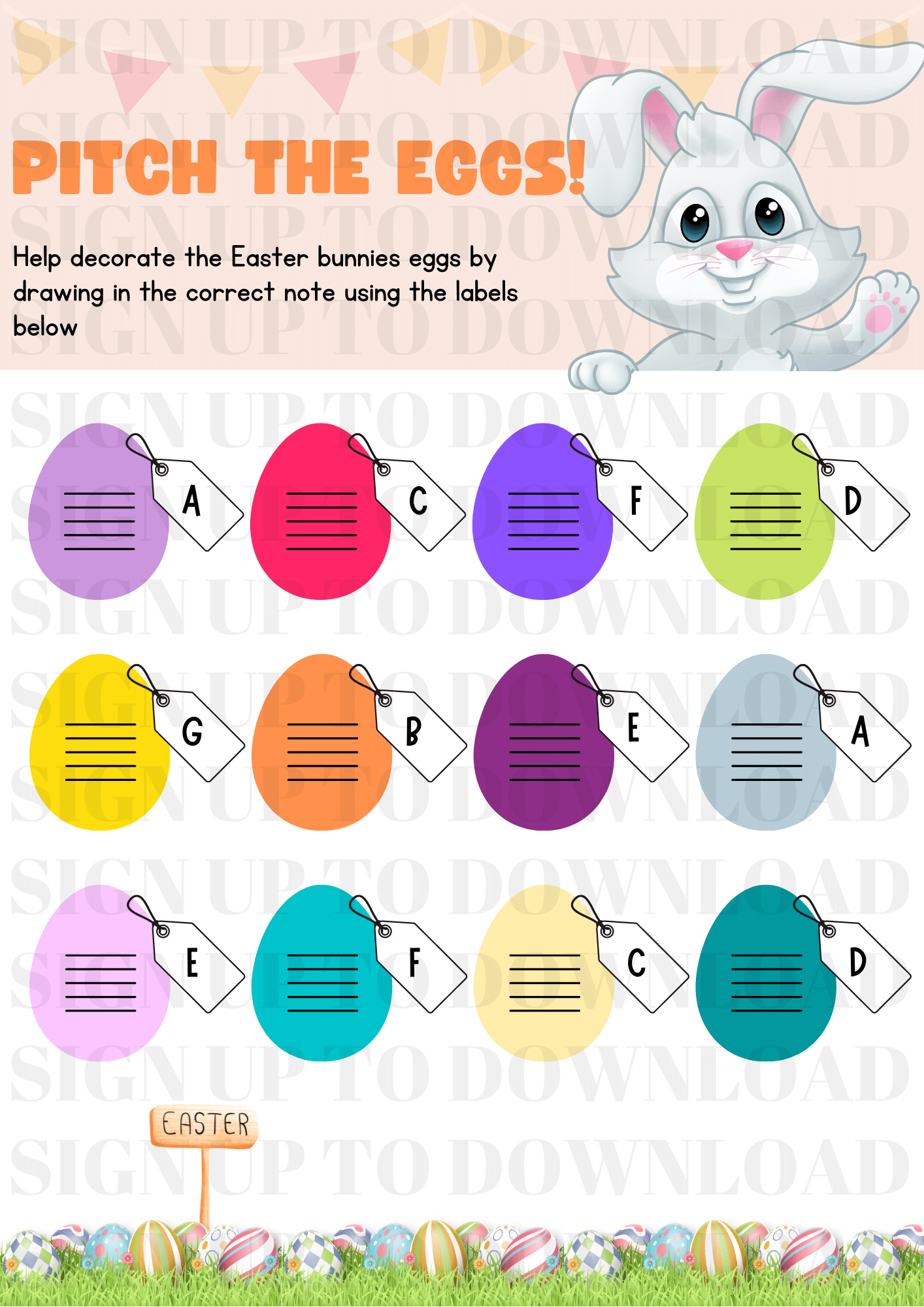 Pitch The Eggs - An Easter Musical Worksheet
