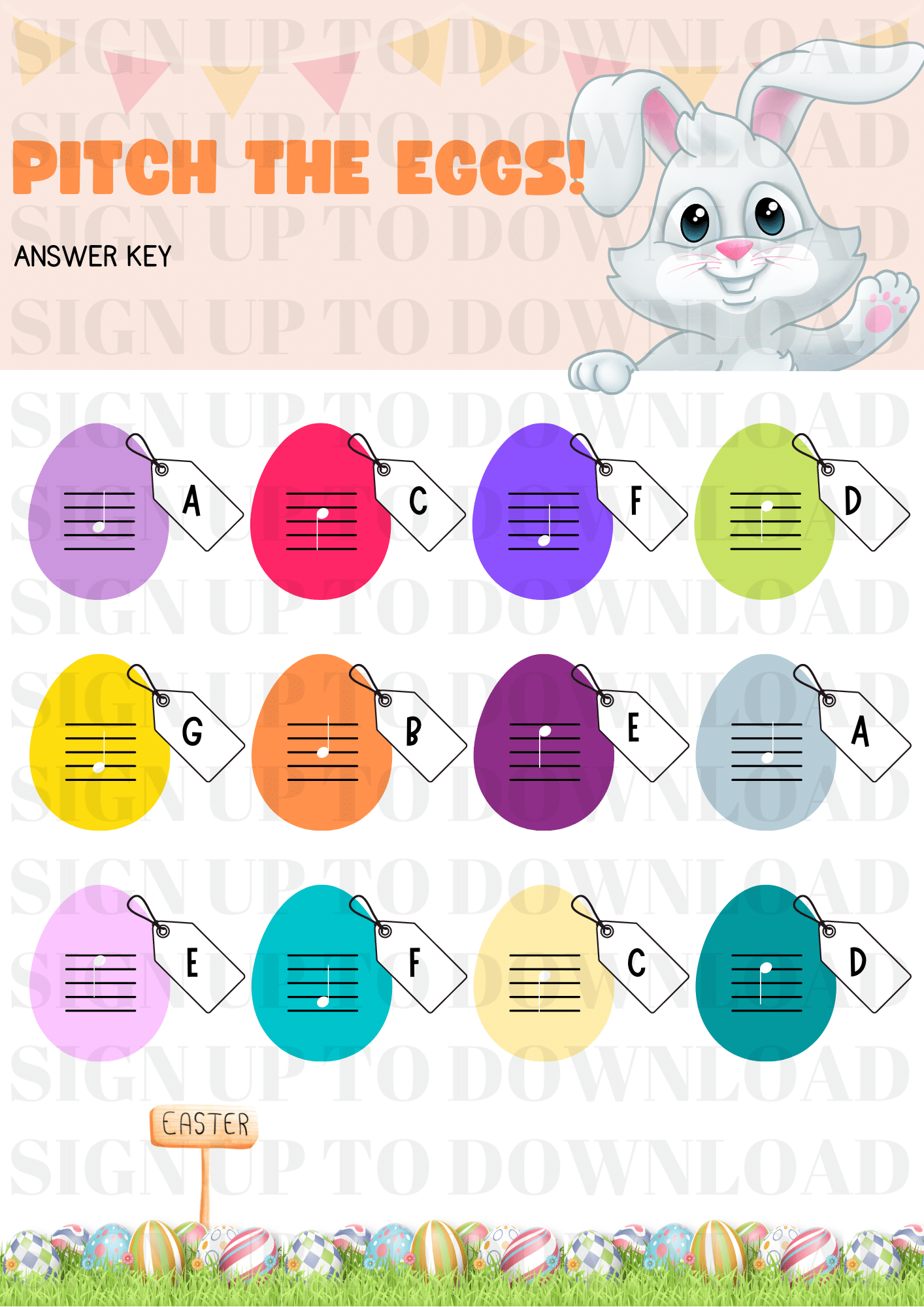 Pitch The Eggs - An Easter Musical Worksheet